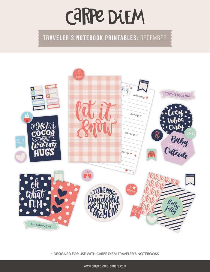 carpe diem Traveler's Notebook Printables - December Freebie