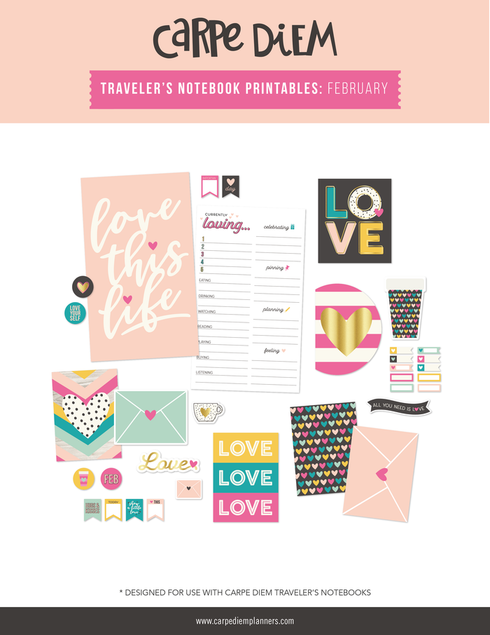 carpe diem Traveler's Notebook Printables - February Freebie