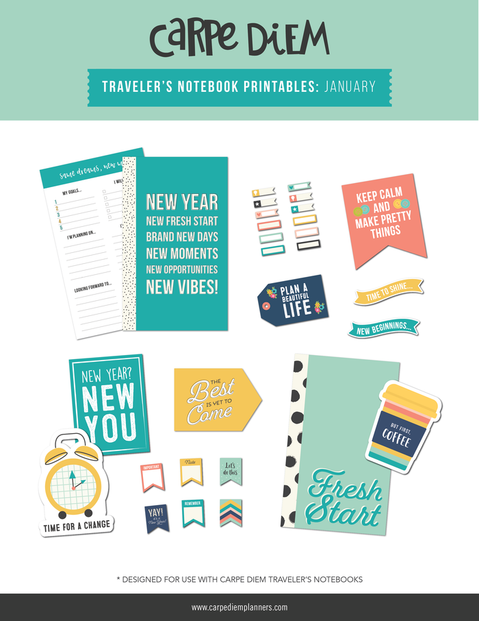 carpe diem Traveler's Notebook Printables- January 2022 Freebie