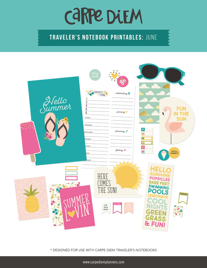 carpe diem Traveler's Notebook Printables - June Freebie