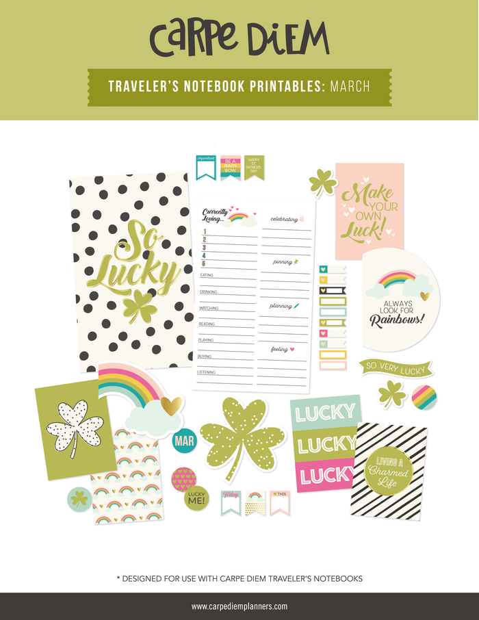 carpe diem Traveler's Notebook Printables - March Freebie
