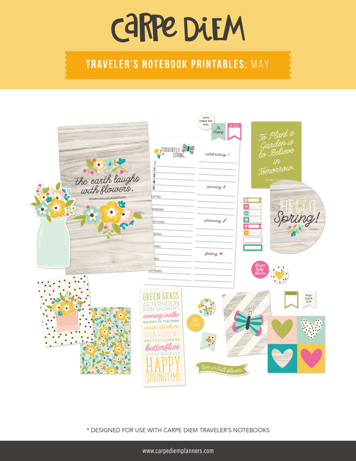 carpe diem Traveler's Notebook Printables - May Freebie