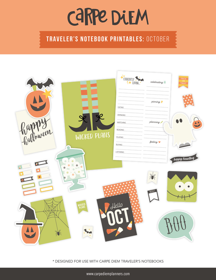 carpe diem Traveler's Notebook Printables - October Freebie