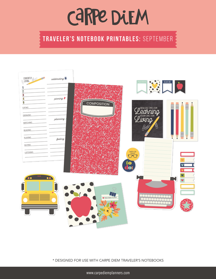 carpe diem Traveler's Notebook Printables -September Freebie