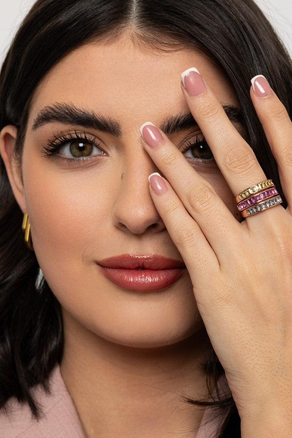 Carraig Donn Baguette Style Yellow Stone Ring Size 8