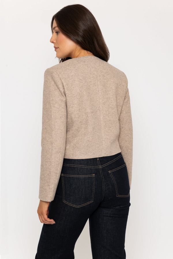 Carraig Donn Beige Cropped Jacket With Gold Buttons