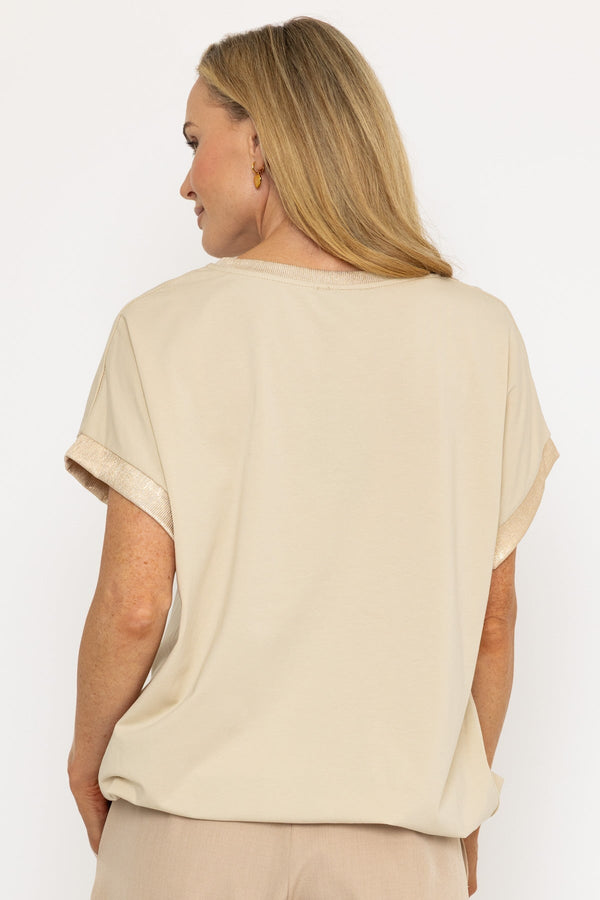 Carraig Donn Beige Drawstring Hem Floral Print T-Shirt