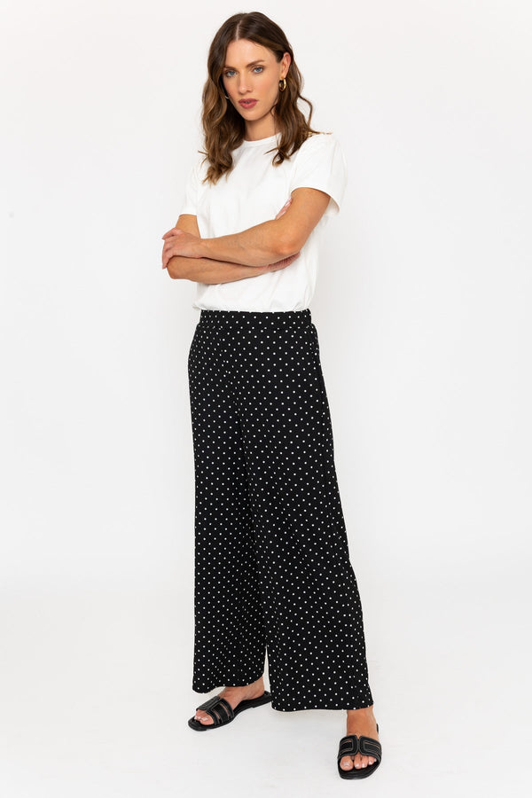 Carraig Donn Black Polka Dot Trousers With Elastic Waist