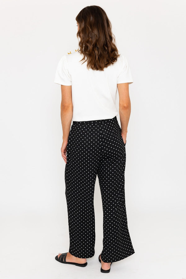 Carraig Donn Black Polka Dot Trousers With Elastic Waist