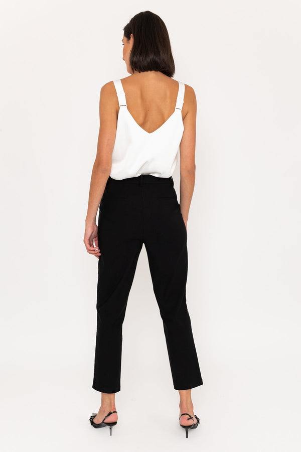 Carraig Donn Black Twill Bengaline Pants With Side Stripe