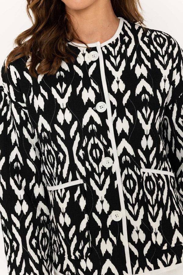 Carraig Donn Black & White Lightweight Printed Jacket