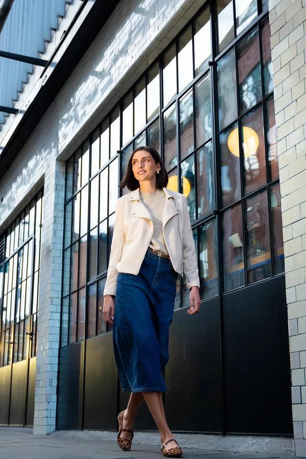 carraig donn Blue Denim Midi Skirt with Front Split