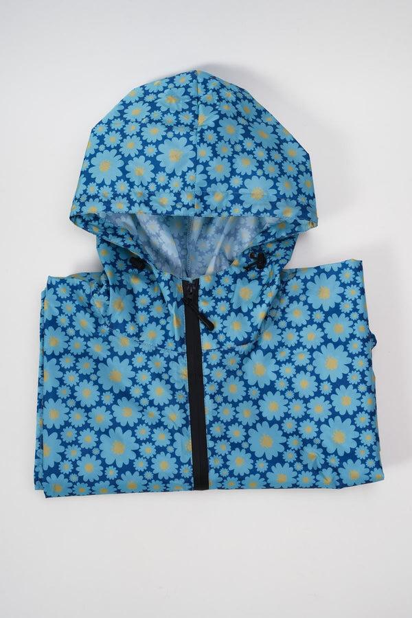 carraig donn Blue Flower Print Rain Poncho In A Bag