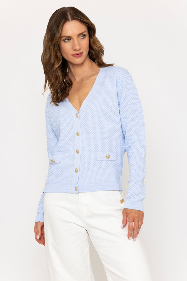 carraig donn Blue Lightweight Cardigan with Gold Buttons