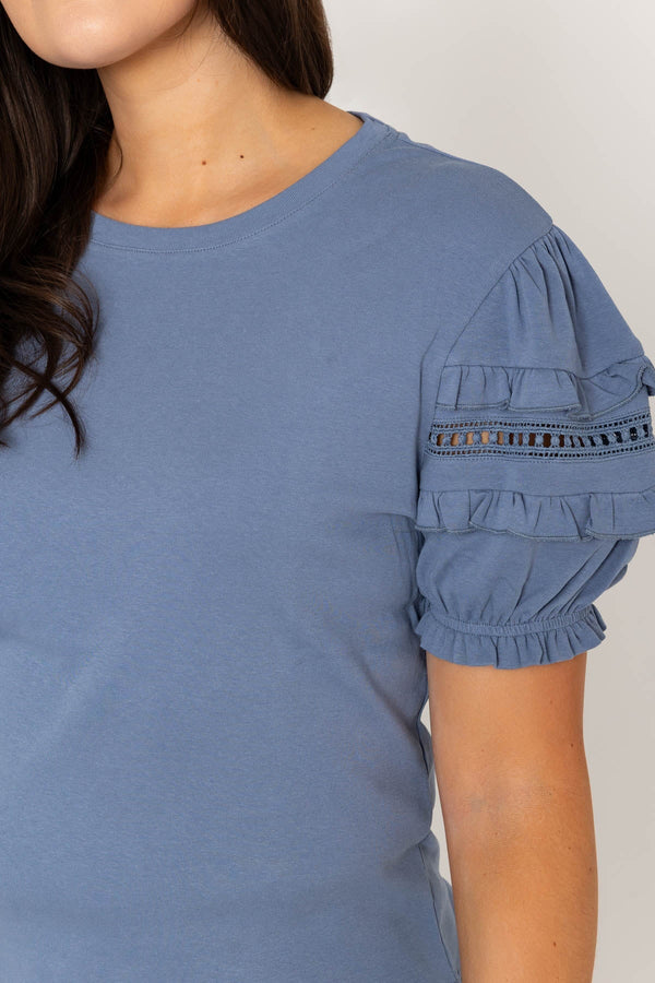 Carraig Donn Blue Short Sleeve T-Shirt With Sleeve Detail