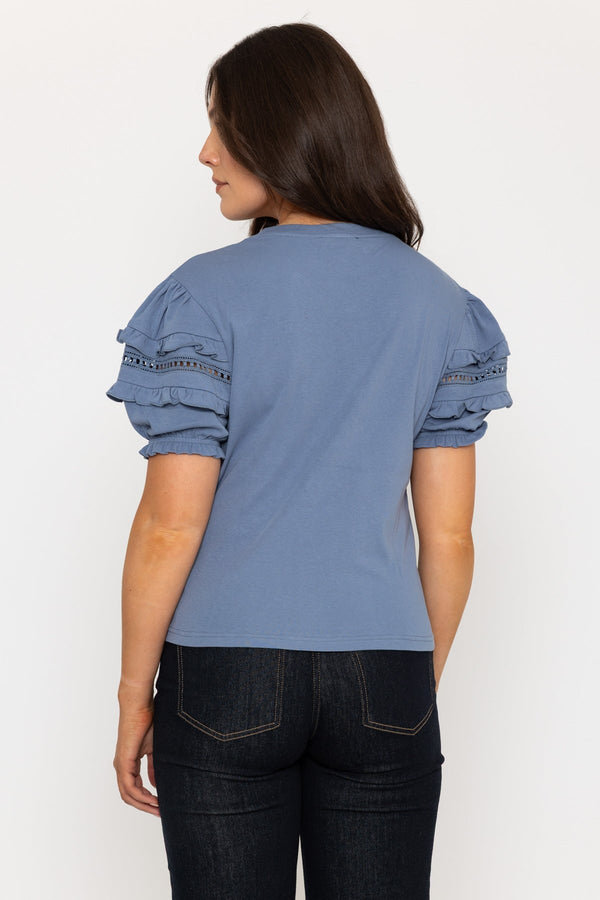 Carraig Donn Blue Short Sleeve T-Shirt With Sleeve Detail