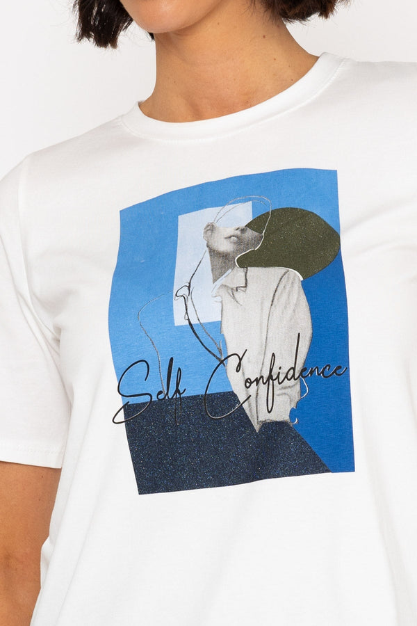 Carraig Donn Boyfriend T-Shirt With Blue Slogan Print