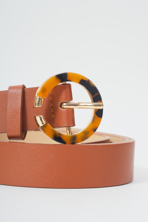 Carraig Donn Brown Belt With Contrast Buckle - Size S/M