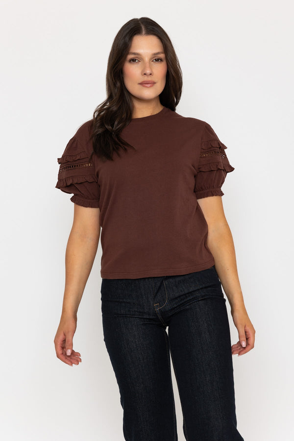 Carraig Donn Brown Short Sleeve T-Shirt With Sleeve Detail