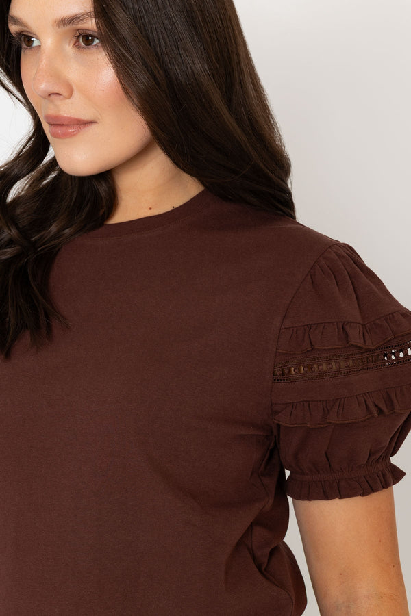 Carraig Donn Brown Short Sleeve T-Shirt With Sleeve Detail