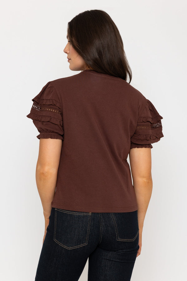 Carraig Donn Brown Short Sleeve T-Shirt With Sleeve Detail