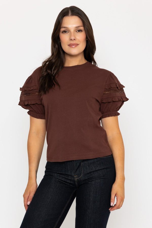 carraig donn Brown Short Sleeve T-Shirt with Sleeve Detail