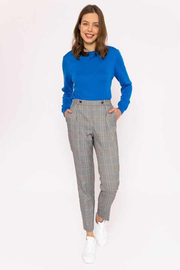 Carraig Donn Button Detail Tailored Pant In Check Print