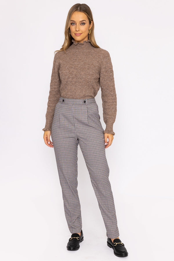 Carraig Donn Button Detail Tailored Pant In Park Check Print