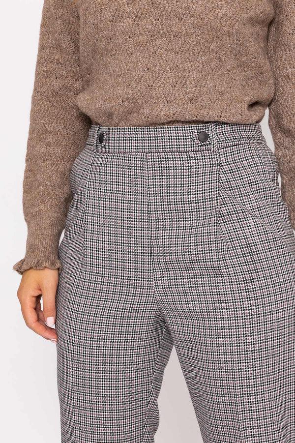 Carraig Donn Button Detail Tailored Pant In Park Check Print