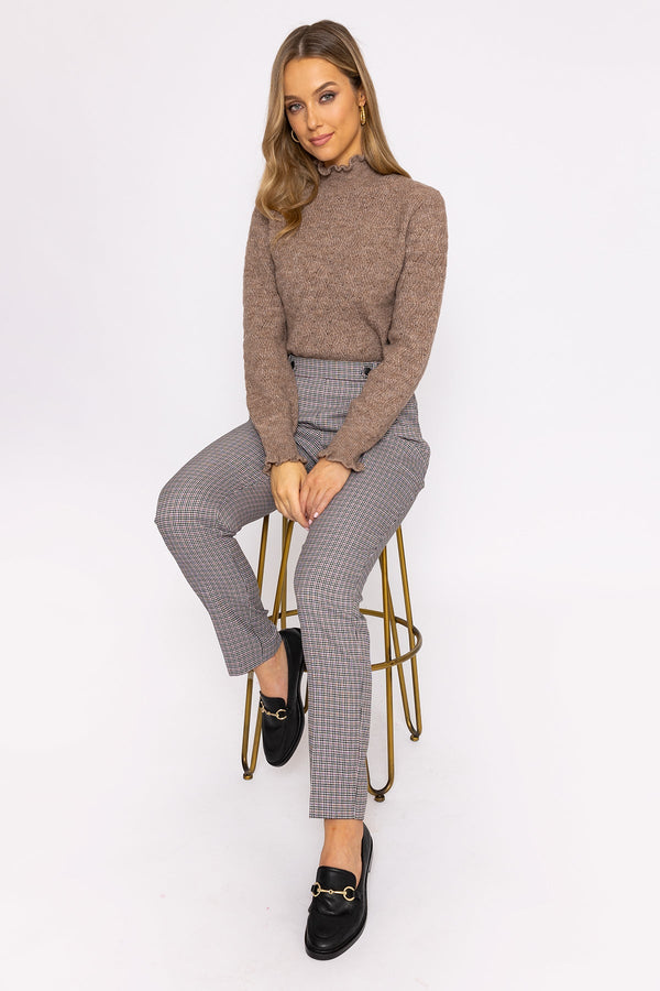 carraig donn Button Detail Tailored Pant in Park Check Print