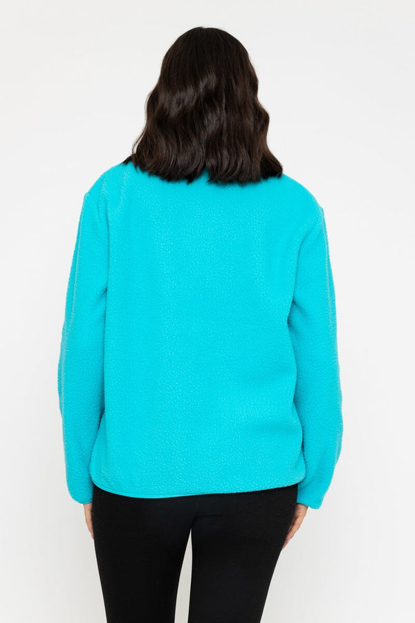 Carraig Donn 1/2 Zip Teddy Fleece In Aqua Green