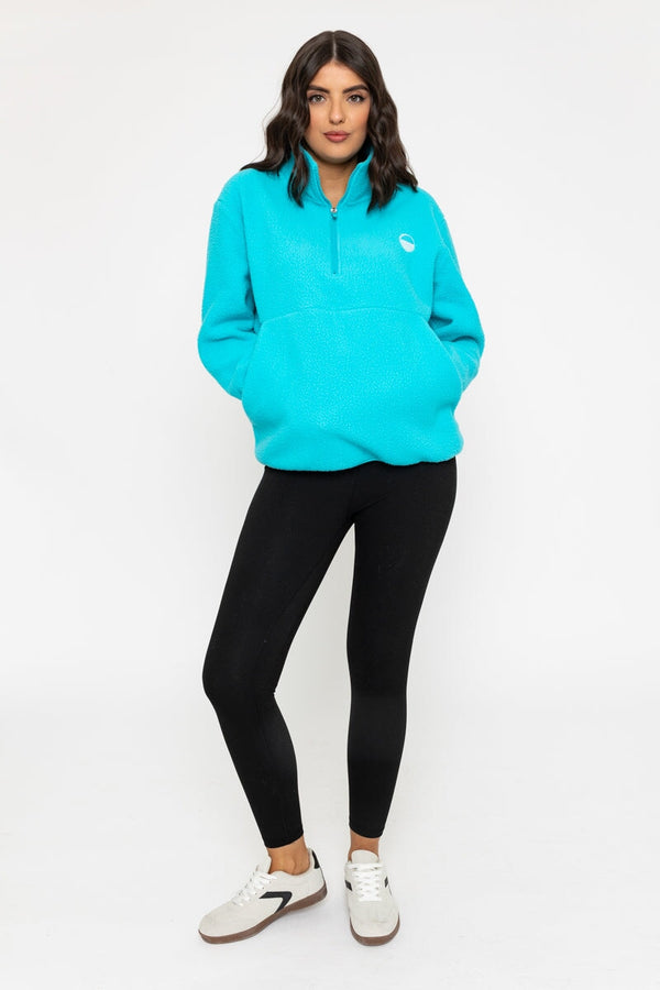 Carraig Donn 1/2 Zip Teddy Fleece In Aqua Green
