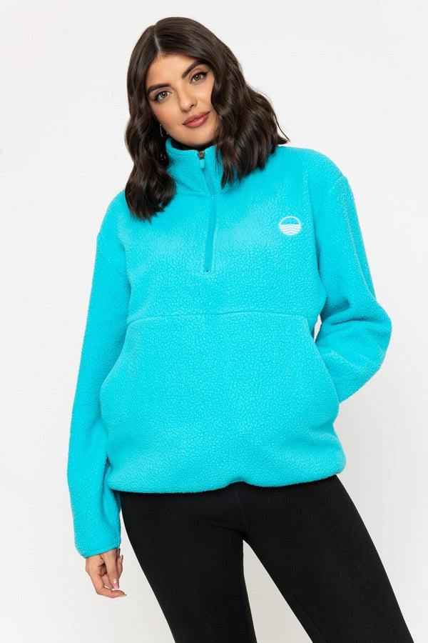 carraig donn 1/2 Zip Teddy Fleece in Aqua Green