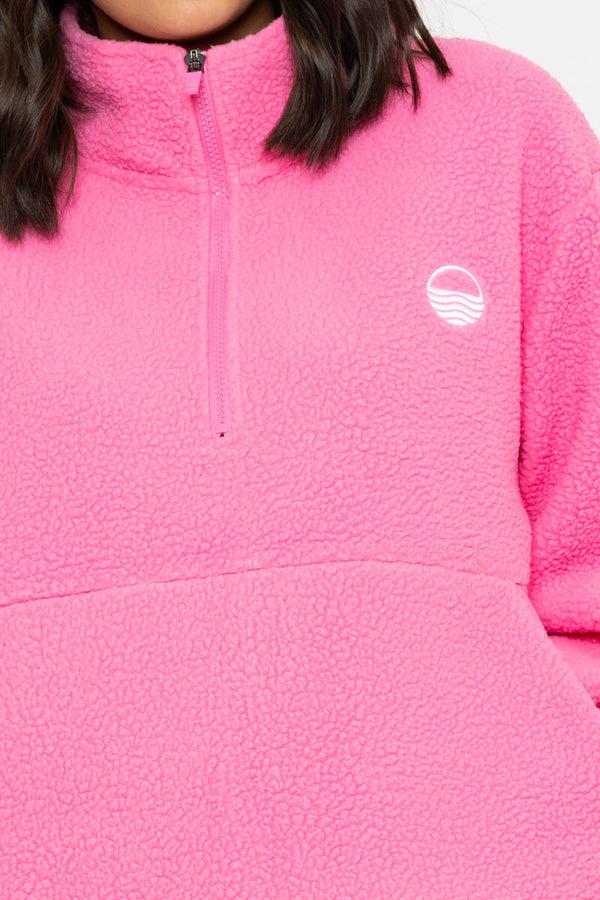 Carraig Donn 1/2 Zip Teddy Fleece In Blush Pink