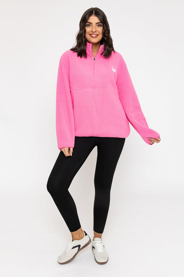 Carraig Donn 1/2 Zip Teddy Fleece In Blush Pink