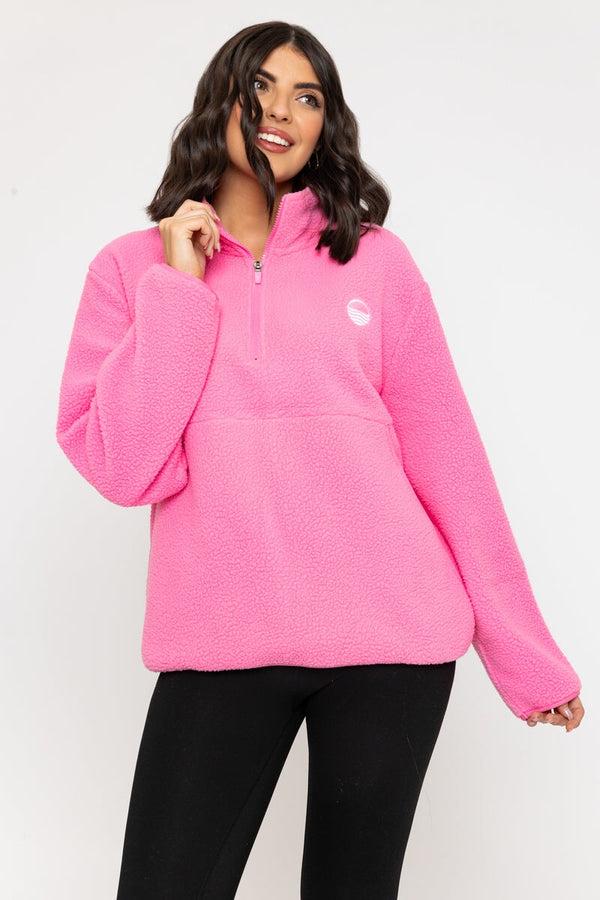 carraig donn 1/2 Zip Teddy Fleece in Blush Pink