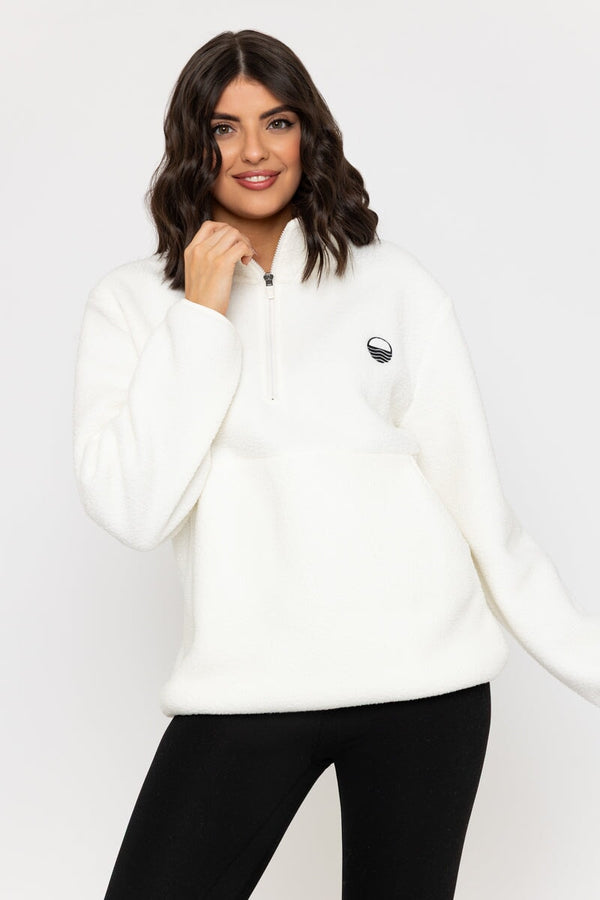 carraig donn 1/2 Zip Teddy Fleece in Ecru