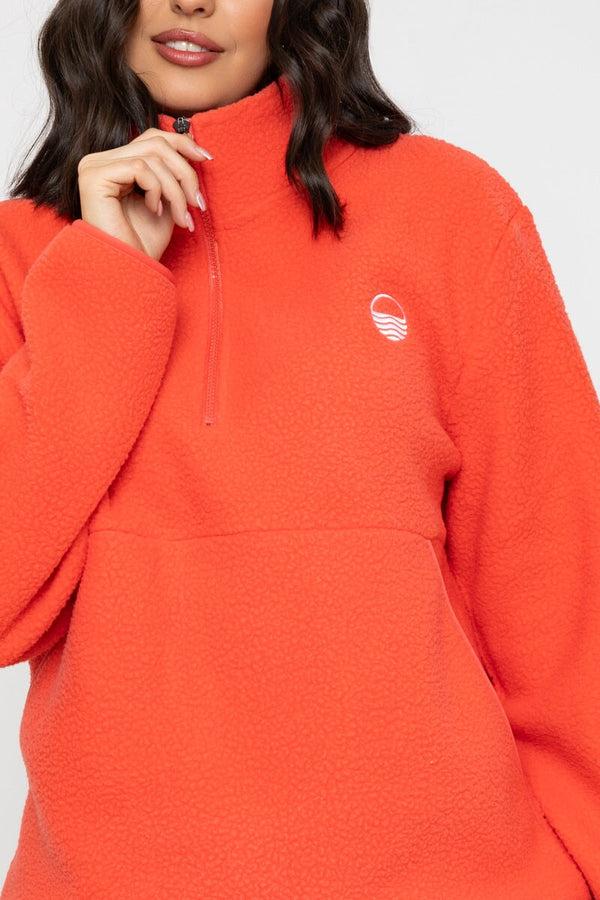 Carraig Donn 1/2 Zip Teddy Fleece In Orange