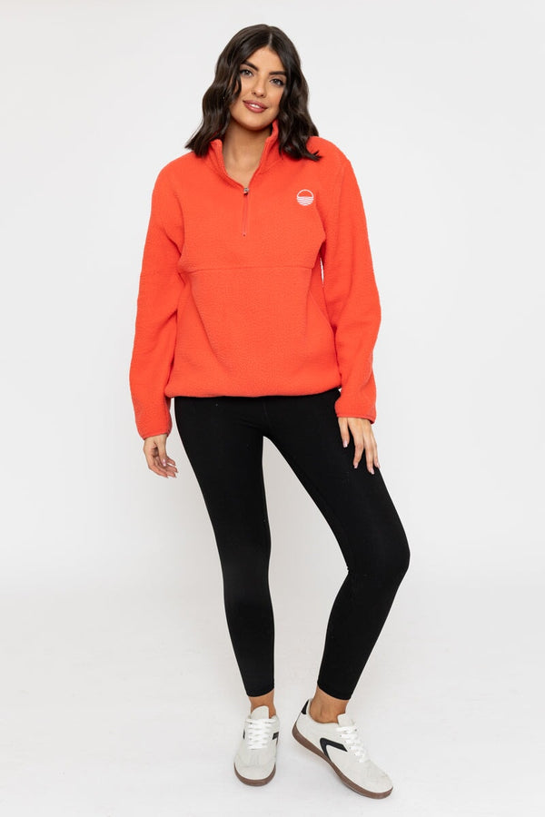 Carraig Donn 1/2 Zip Teddy Fleece In Orange
