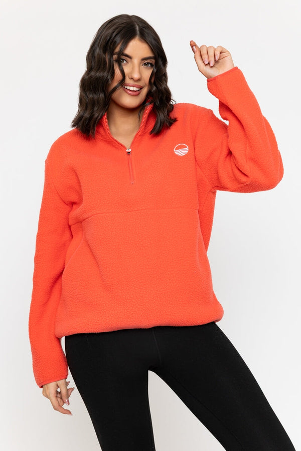 carraig donn 1/2 Zip Teddy Fleece in Orange