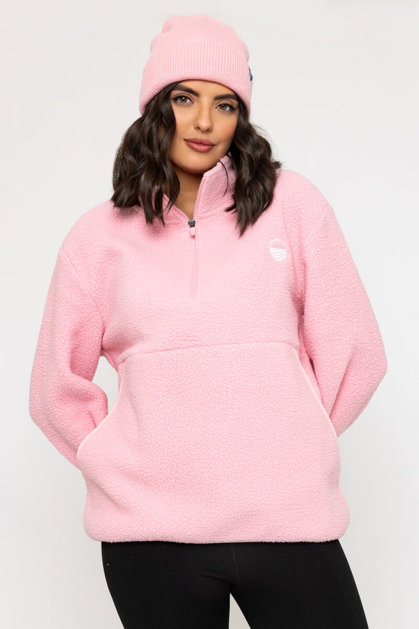 Carraig Donn 1/2 Zip Teddy Fleece In Powder Pink