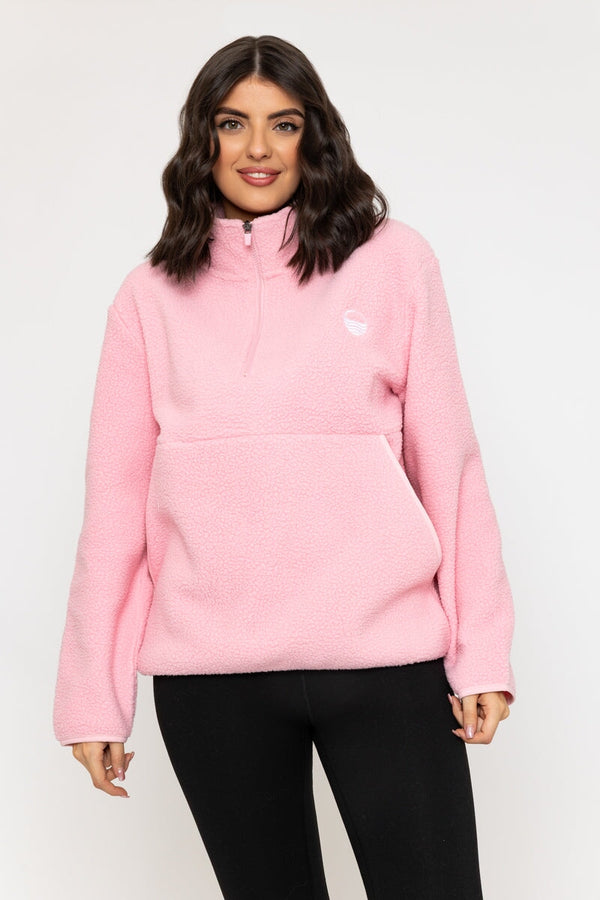 carraig donn 1/2 Zip Teddy Fleece in Powder Pink