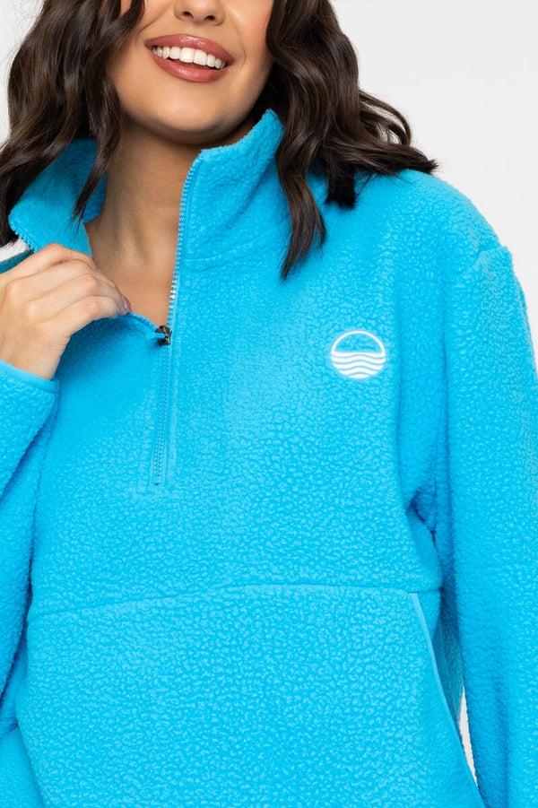Carraig Donn 1/2 Zip Teddy Fleece In Turquoise