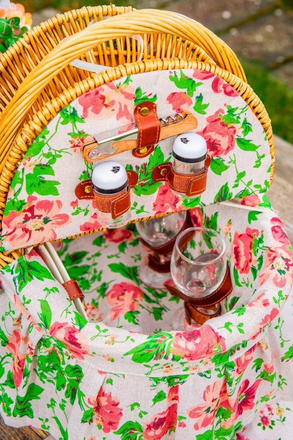 Carraig Donn 2 Person Pink Floral Picnic Basket