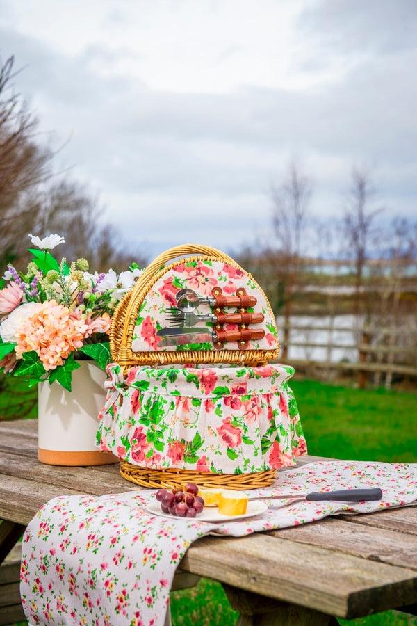 carraig donn 2 Person Pink Floral Picnic Basket
