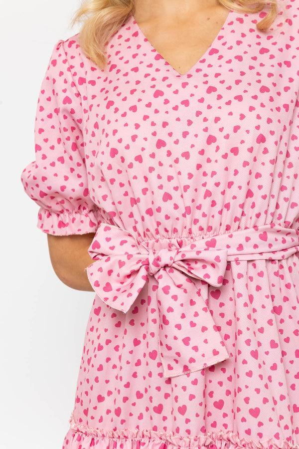Carraig Donn Aileen Pink Heart Print Mini Dress