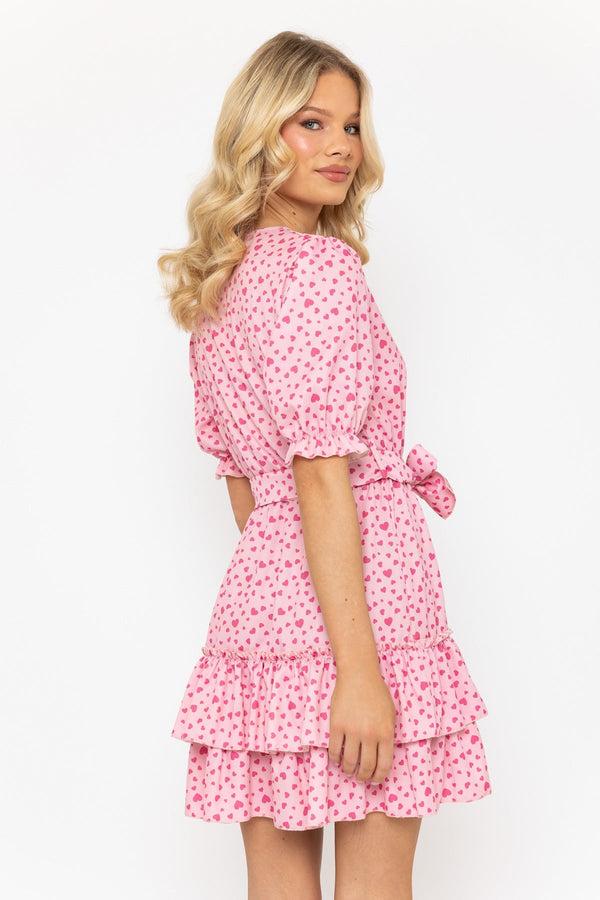 Carraig Donn Aileen Pink Heart Print Mini Dress