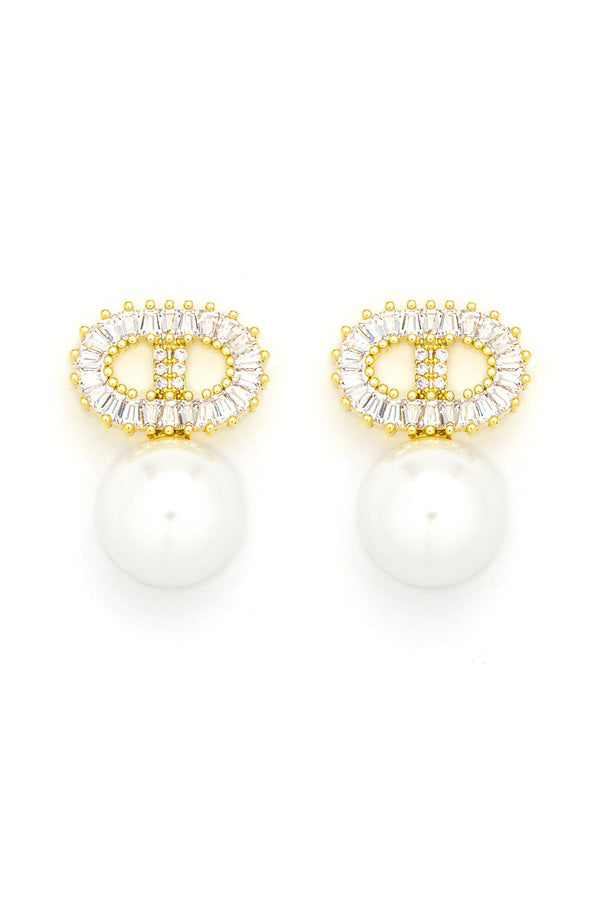 carraig donn Alma Gold Faux Pearl Earrings