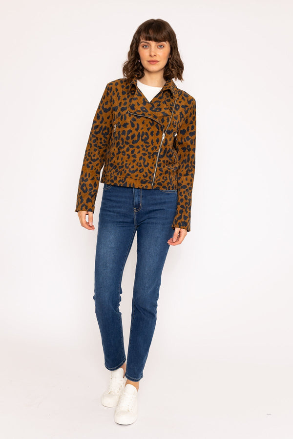 Carraig Donn Animal Print Cord Biker Jacket