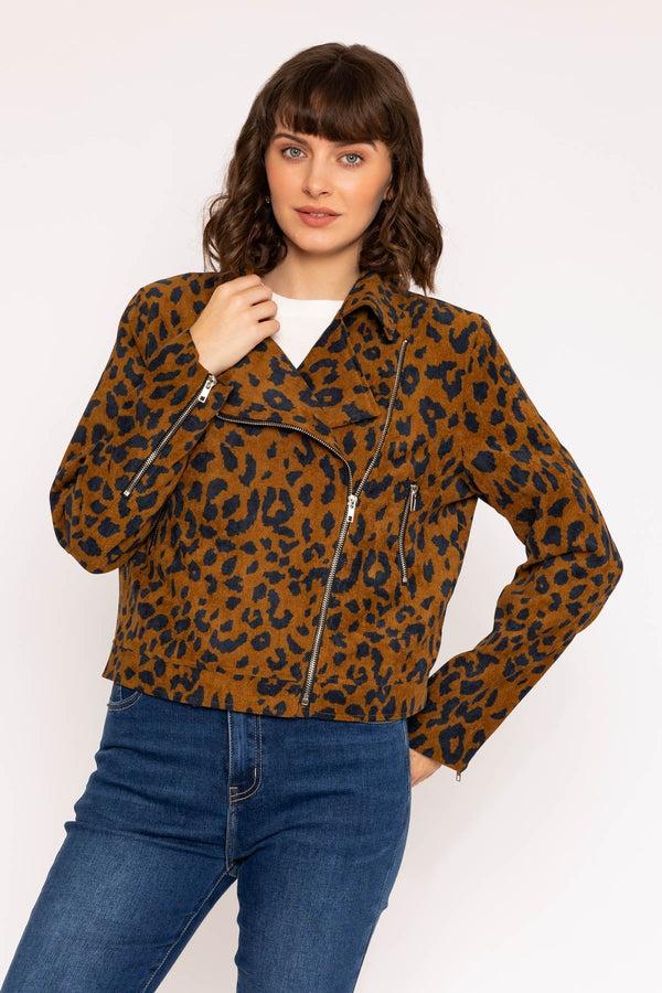 carraig donn Animal Print Cord Biker Jacket